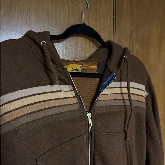 Aviator Nation 5 STRIPE CROPPED ZIP HOODIE RELAXED - Picture 3 of 4